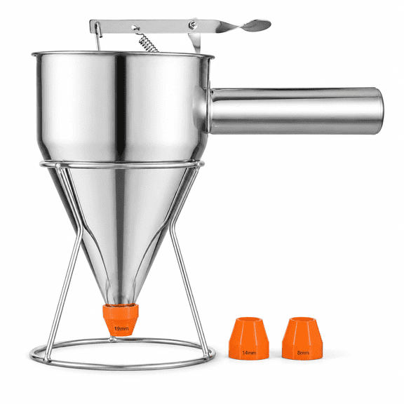 40oz Stainless Steel Pancake Batter Dispenser with Stand, 5 Cup Capacity
