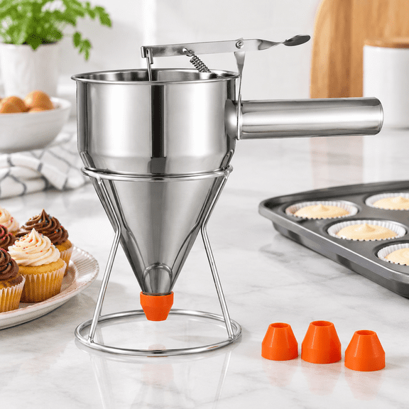 40oz Stainless Steel Pancake Batter Dispenser with Stand, 5 Cup Capacity