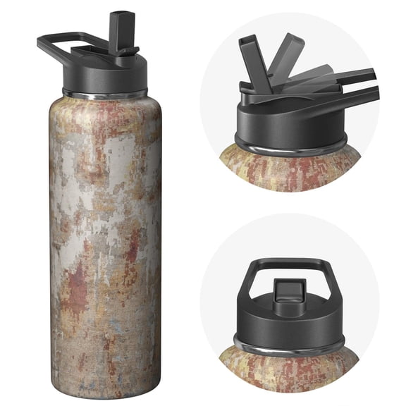 40oz Stainless Steel Sports Flask Bohemian Boho Themed Themed Triple Walled Insulated With Straw Leak Proof for Gym Travel