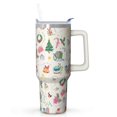 thumbnail image 1 of 40oz Stainless Steel Tumbler Gift - Winter Themed Reindeer, Double Wall Insulated Cup w/Handle & Straw, 1 of 4