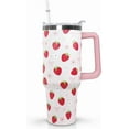 thumbnail image 1 of 40oz Strawberry Floral Tumbler with Handle, Lid & Straw - Insulated Coffee Mug Water Bottle - Women''s Gift, Strawberry Decor Accessories, 1 of 6