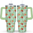 thumbnail image 1 of 40oz Strawberry Tumbler with Handle & Straw - Insulated Stainless Steel Travel Mug,Leakproof,Cup Holder Friendly,Dishwasher Safe,for Hot/Cold Drinks., 1 of 9