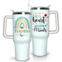 40oz Teacher Tumbler with Handle, Stainless Steel Teacher Water Bottle Cup, Teacher''s Travel Coffee Mug, Thanksgiving,Christmas,Graduation Gifts for Teachers