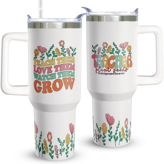40oz Teacher Tumbler with Straw & Lid - Best Teacher Gift for Women, Stainless Steel Travel Mug for Coffee - Perfect for Teacher Appreciation Day & Graduation