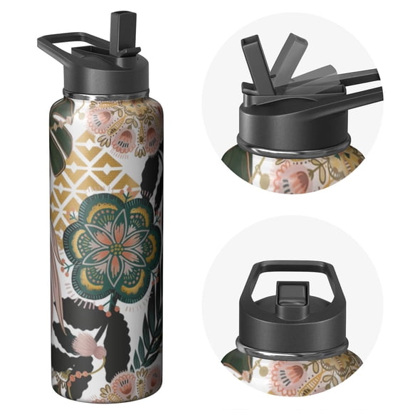 40oz Travel Sports Pro Elite Triple Walled Insulated Plants Themed Water Bottle Stainless Steel With Straw