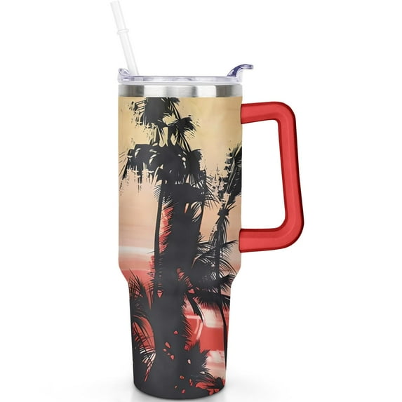 40oz Travel Theme Tumbler: Handle & Straw 40 oz Travel Tumbler, Leak-Proof Lid Double Insulated Travel Cup Amazon's Choice Gifts