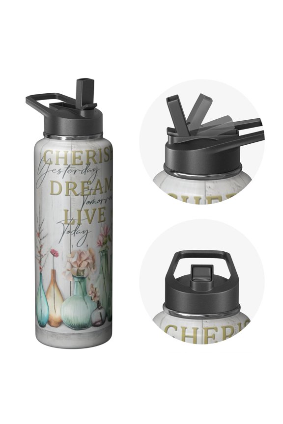 40oz Triple Insulated Holiday gifts Themed Water Bottle, Straw, Stainless Steel Construction, Leak Resistant Lids Ideal for Commuting and Outdoor Fitness