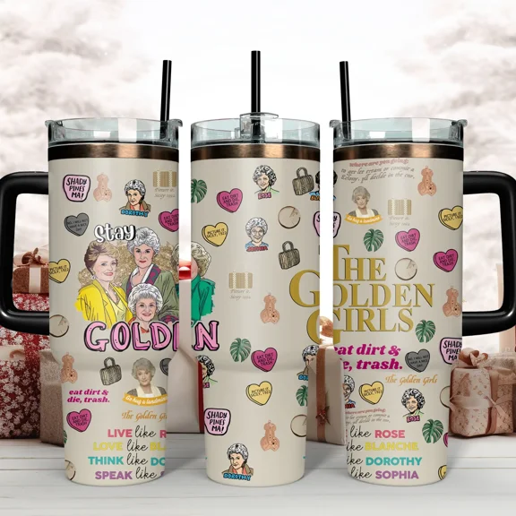 40oz Triple-Layer Insulated Portable Stainless Steel Tumbler Mug - The Golden Girls Iconic Quotes V2