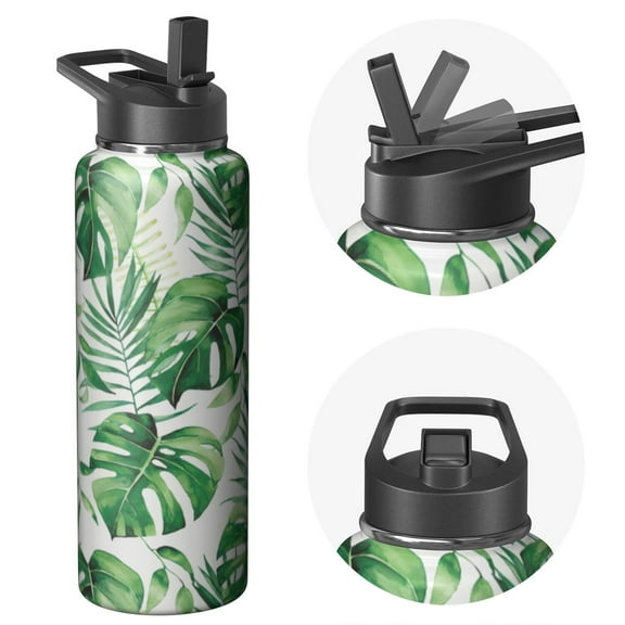 40oz Triple Walled Insulated Stainless Steel Elite Pro Flask Plants Themed Design With Straw Leak Proof