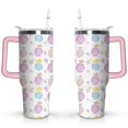 thumbnail image 1 of 40oz Tropical Pineapple Pattern Stainless Steel Flip Straw Tumbler Spill Proof Travel Cup Double Wall Vacuum Insulated Coffee Mug with Top Handle, 1 of 6