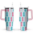 thumbnail image 1 of 40oz Tropical Pineapple Pattern Stainless Steel Flip Straw Tumbler Spill Proof Travel Cup Double Wall Vacuum Insulated Coffee Mug with Top Handle, 1 of 6