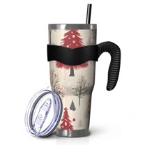 40oz Tumbler,Beige Christmas Tree Pattern Insulated Tumblers with Removable Handle,Stainless Steel Double Vacuum Coffee Tumbler Cup with Straw for Home,Office,Travel,Party