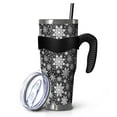 thumbnail image 1 of 40oz Tumbler,Black Christmas Snowflake Pattern Insulated Tumblers with Removable Handle,Stainless Steel Double Vacuum Coffee Tumbler Cup with Straw for Home,Office,Travel,Party, 1 of 5