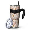 thumbnail image 1 of 40oz Tumbler,Breast Cancer Awareness Pink Ribbon Floral Pattern Insulated Tumblers with Removable Handle,Stainless Steel Double Vacuum Coffee Tumbler Cup with Straw for Home,Office,Travel,Party, 1 of 5