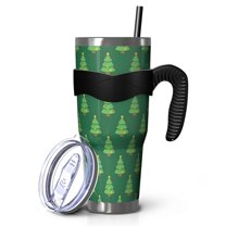 40oz Tumbler,Green Christmas Tree Pattern Insulated Tumblers with Removable Handle,Stainless Steel Double Vacuum Coffee Tumbler Cup with Straw for Home,Office,Travel,Party