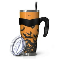 40oz Tumbler,Halloween Bat Silhouette Pattern Insulated Tumblers with Removable Handle,Stainless Steel Double Vacuum Coffee Tumbler Cup with Straw for Home,Office,Travel,Party