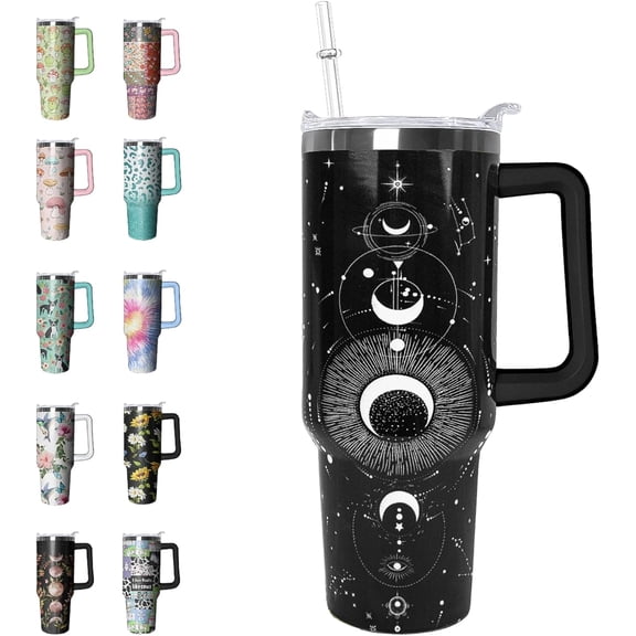 40oz Tumbler with Handle and Straw Gothic Tumbler Leak Proof Insulated Cup 40oz Gothic Coffee Travel Mug Witchy Decor Stuff Gifts for Women Gothic Lover