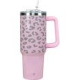 thumbnail image 1 of Baiheyi 40 oz Stainless Steel Insulated Travel Mug with Handle, Pink Leopard, 1 of 6