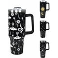 thumbnail image 1 of 40oz Tumbler with Handle and Straw Stainless Steel Water Bottle Double Wall Vacuum Reusable Goth Travel Mug Hot or Cold Gothic Cup Gift for Man/Woman (Snake and Rose), 1 of 6