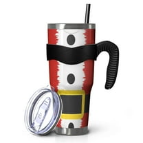 40oz Tumbler,Red Christmas Santa Costume Pattern Insulated Tumblers with Removable Handle,Stainless Steel Double Vacuum Coffee Tumbler Cup with Straw for Home,Office,Travel,Party