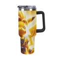 40oz Tumbler With Handle And Straw, Insulated Stainless Steel Double