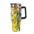 40oz Tumbler With Handle And Straw, Insulated Stainless Steel Double