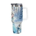 40oz Tumbler With Handle And Straw, Insulated Stainless Steel Double