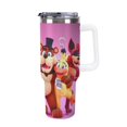 40oz Tumbler With Handle And Straw, Insulated Stainless Steel Double
