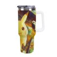 40oz Tumbler With Handle And Straw, Insulated Stainless Steel Double