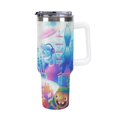 40oz Tumbler With Handle And Straw, Insulated Stainless Steel Double