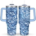 thumbnail image 1 of 40oz Tumbler with Handle & Straw, Stainless Steel Insulated Cup, Leak Proof Travel Mug, Keeps Drinks Hot/Cold,Coffee Cup, Gifts for Women Men, 1 of 7