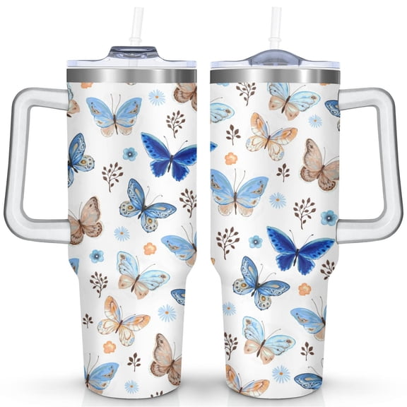 40oz Tumbler with Handle & Straw, Stainless Steel Insulated Cup, Leak Proof Travel Mug, Keeps Drinks Hot/Cold,Coffee Cup, Gifts for Women Men