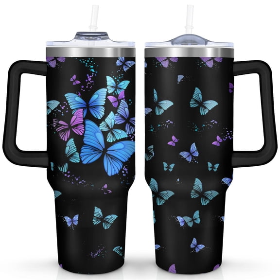 40oz Tumbler with Handle & Straw, Stainless Steel Insulated Cup, Leak Proof Travel Mug, Keeps Drinks Hot/Cold,Coffee Cup, Gifts for Women Men