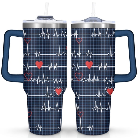 40oz Tumbler with Handle & Straw, Stainless Steel Insulated Cup, Leak Proof Travel Mug, Keeps Drinks Hot/Cold, Nurse Coffee Cup, Gifts for Women Men