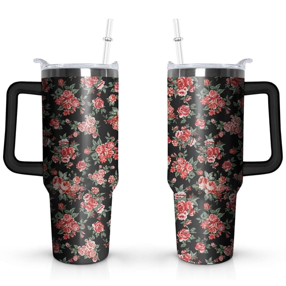 40oz Tumbler with Handle and Straw Lid | Vacuum Insulated Leak Proof Tumbler | Stainless Steel Travel Mug Water Bottle Cup Keeps Cold & Hot