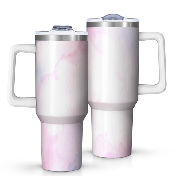 40oz Tumbler with Handle and Straw, Vacuum Insulated Stainless Steel Travel Mug, Fits Car Cup Holder, Aurora Print