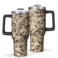 thumbnail image 1 of 40oz Tumbler with Handle and Straw, Vacuum Insulated Stainless Steel Travel Mug, Fits Car Cup Holder, Camo Print, 1 of 6