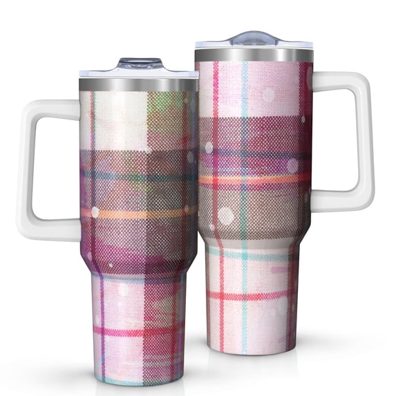 40oz Tumbler with Handle and Straw, Vacuum Insulated Stainless Steel Travel Mug, Fits Car Cup Holder, Denim Cowboy Jean Style