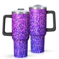 thumbnail image 1 of 40oz Tumbler with Handle and Straw, Vacuum Insulated Stainless Steel Travel Mug, Fits Car Cup Holder, Diamond Sequins Print, 1 of 6