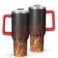 thumbnail image 1 of 40oz Tumbler with Handle and Straw, Vacuum Insulated Stainless Steel Travel Mug, Fits Car Cup Holder, Flame Print, 1 of 6