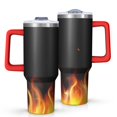 thumbnail image 1 of 40oz Tumbler with Handle and Straw, Vacuum Insulated Stainless Steel Travel Mug, Fits Car Cup Holder, Flame Print, 1 of 6