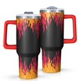 thumbnail image 1 of 40oz Tumbler with Handle and Straw, Vacuum Insulated Stainless Steel Travel Mug, Fits Car Cup Holder, Flame Print, 1 of 6