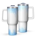 thumbnail image 1 of 40oz Tumbler with Handle and Straw, Vacuum Insulated Stainless Steel Travel Mug, Fits Car Cup Holder, Ice Crystal Print, 1 of 6