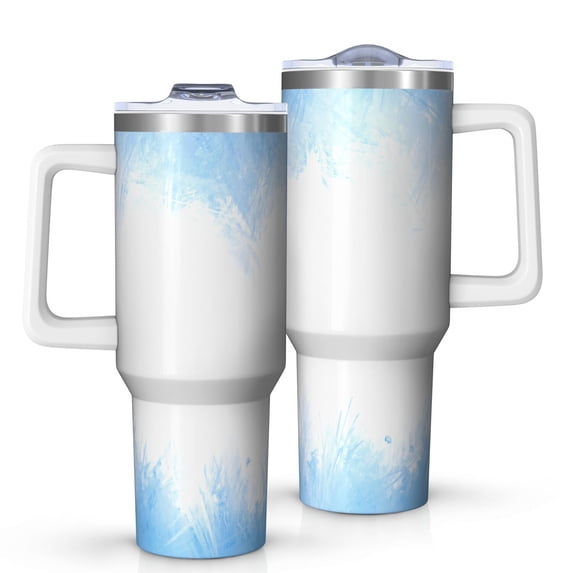 40oz Tumbler with Handle and Straw, Vacuum Insulated Stainless Steel Travel Mug, Fits Car Cup Holder, Ice Crystal Print