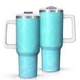 thumbnail image 1 of 40oz Tumbler with Handle and Straw, Vacuum Insulated Stainless Steel Travel Mug, Fits Car Cup Holder, Ice Crystal Print, 1 of 6