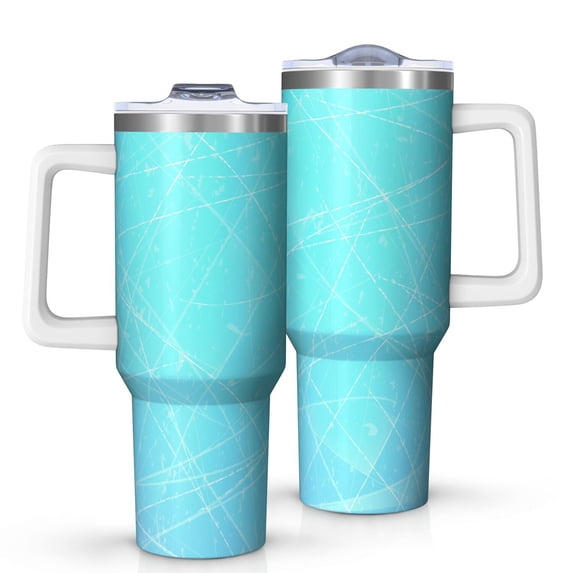 40oz Tumbler with Handle and Straw, Vacuum Insulated Stainless Steel Travel Mug, Fits Car Cup Holder, Ice Crystal Print