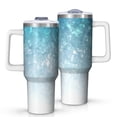 thumbnail image 1 of 40oz Tumbler with Handle and Straw, Vacuum Insulated Stainless Steel Travel Mug, Fits Car Cup Holder, Ice Crystal Print, 1 of 6