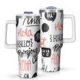 thumbnail image 1 of 40oz Tumbler with Handle and Straw, Vacuum Insulated Stainless Steel Travel Mug, Fits Car Cup Holder, Inspirational Quote, Slogan Print, 1 of 6