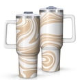thumbnail image 1 of 40oz Tumbler with Handle and Straw, Vacuum Insulated Stainless Steel Travel Mug, Fits Car Cup Holder, Liquid & Marble Print, 1 of 6