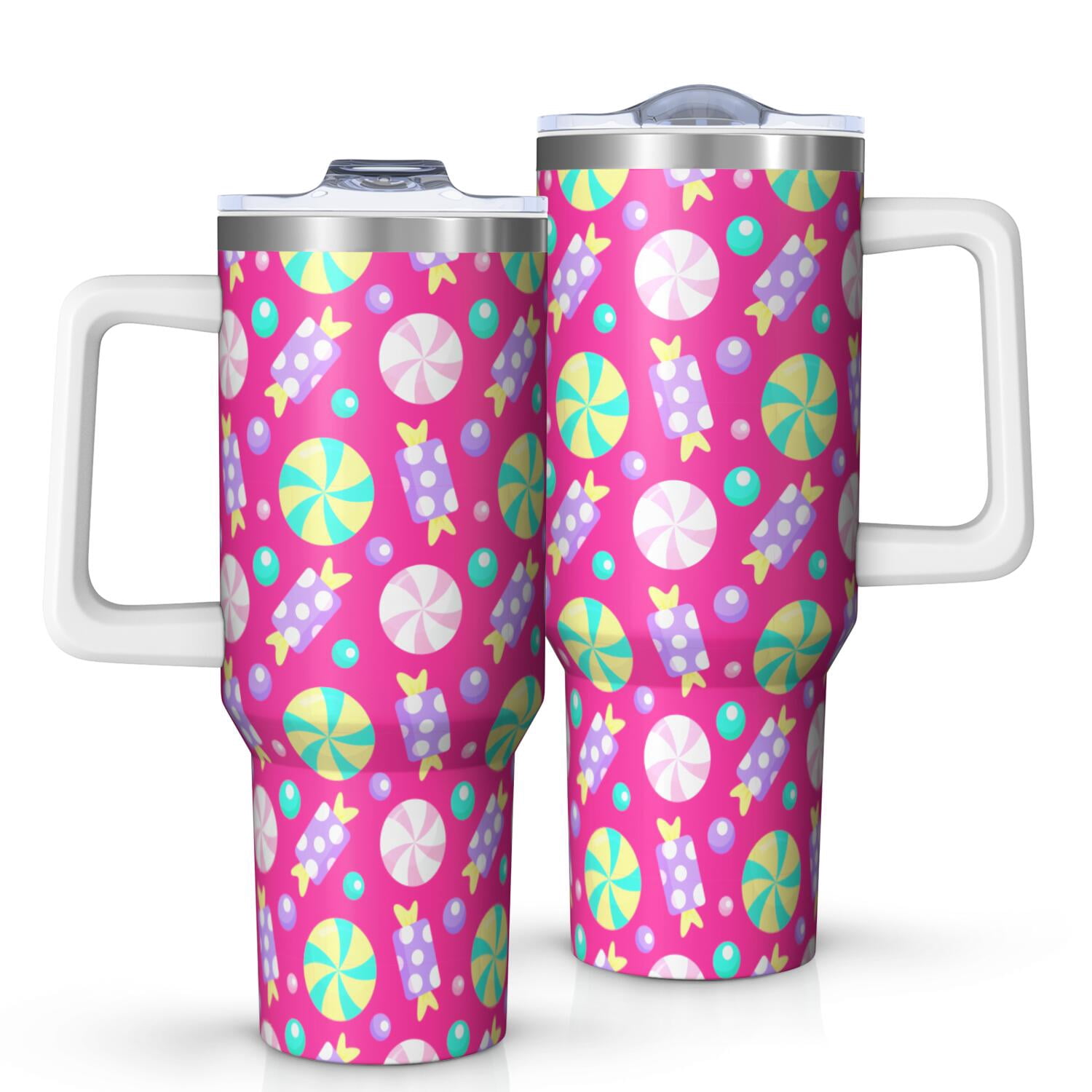 40oz Tumbler with Handle and Straw, Vacuum Insulated Stainless Steel ...
